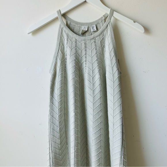 NWT Joie Ivory Shevron Knitted Metallic High Neck Dress Sz XS Festive Holidays - Picture 3 of 14